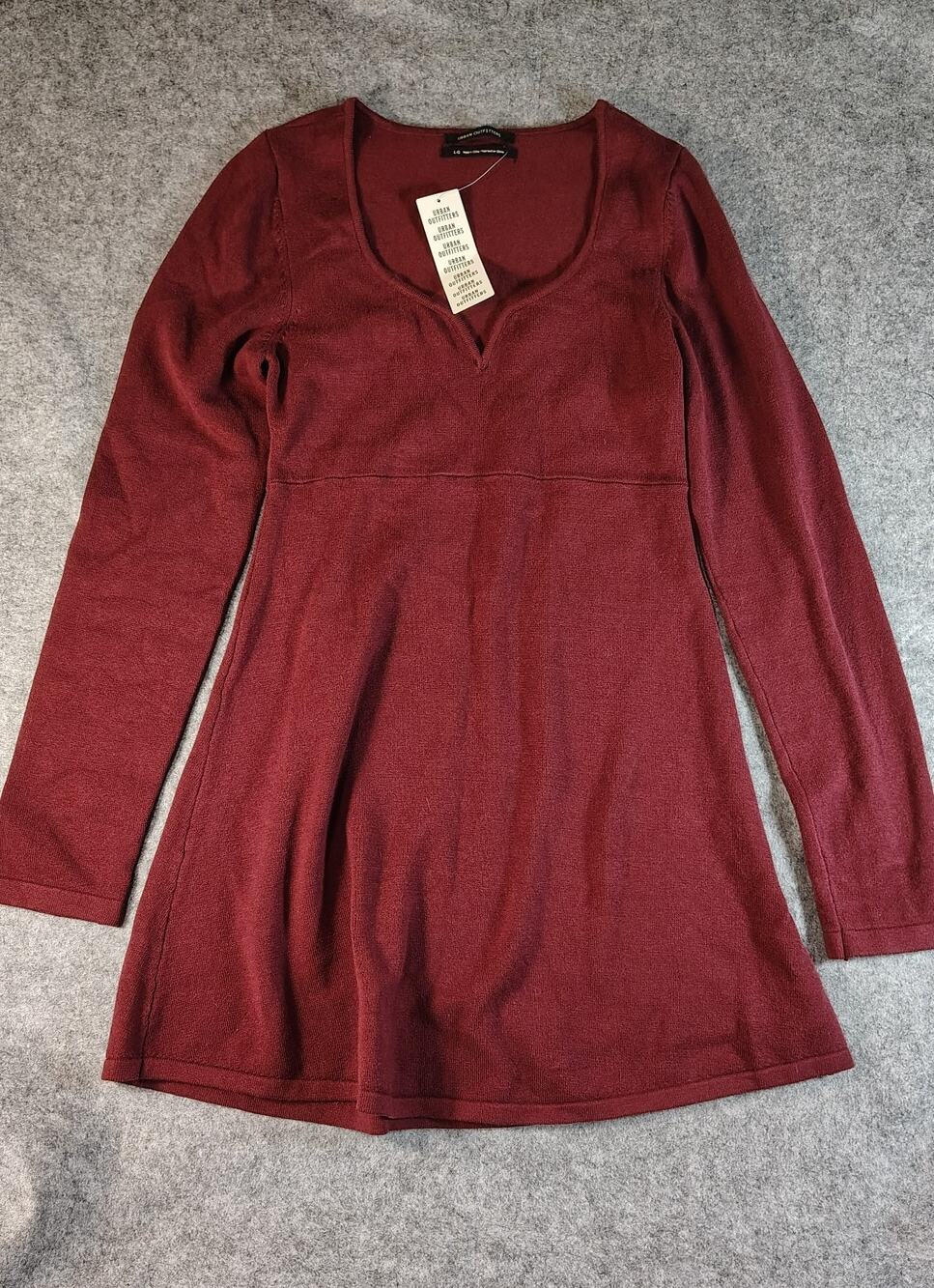 Urban Outfitters Knit Long-sleeve Dress Maroon NWT Size L